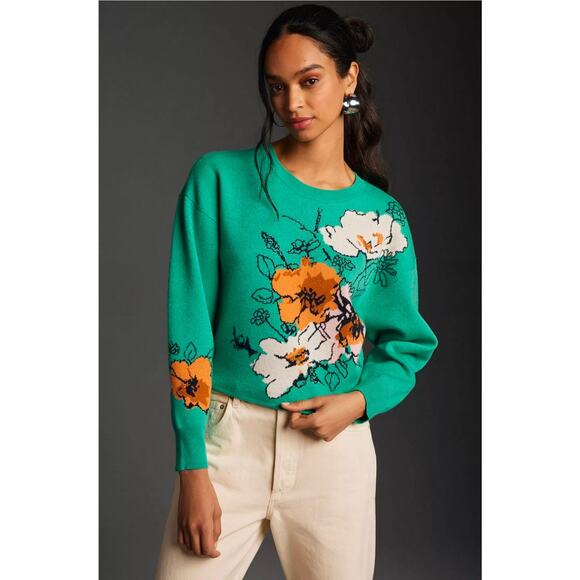 Maeve by Anthropologie Tops - L- Maeve by Anthropologie Cropped Crewneck Floral Retails $118
